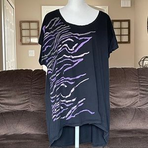 Cacique High-low Black short sleeve Sleep Shirt